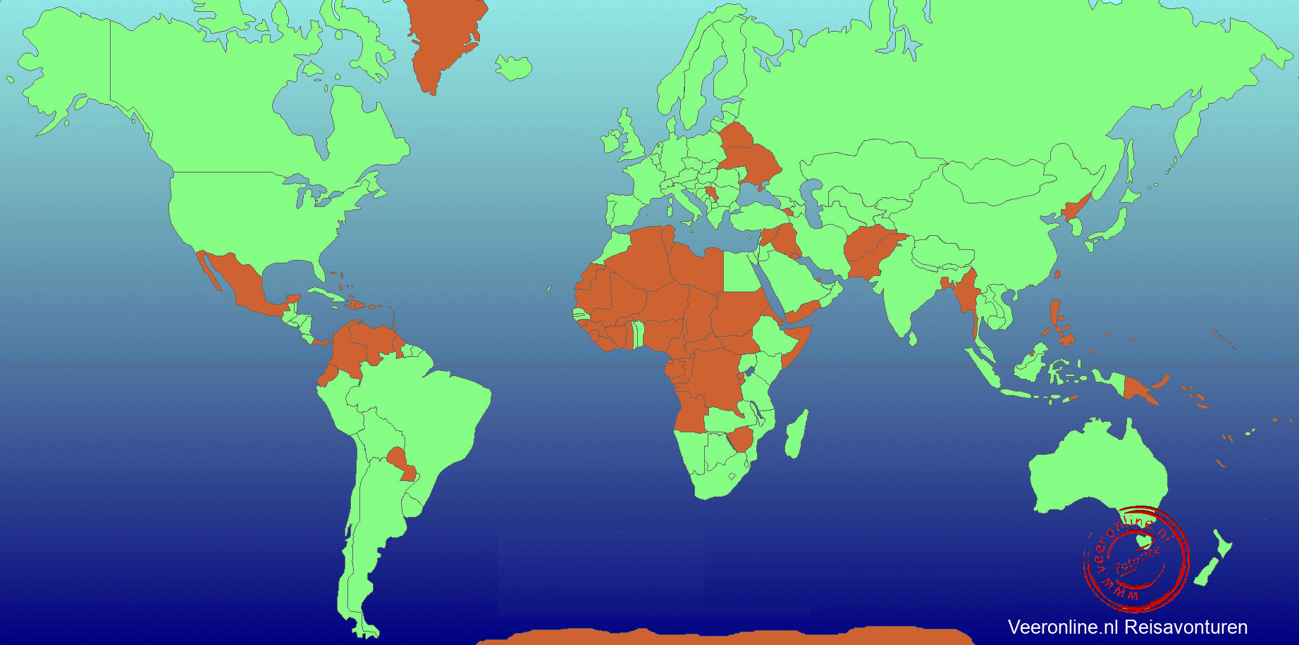 Alle landen op Veeronline op de wereldkaart